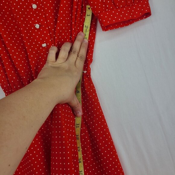 Jody T of California Vintage Red Dress White Polka Dots Lace Collar Rose Buttons - Picture 3 of 12
